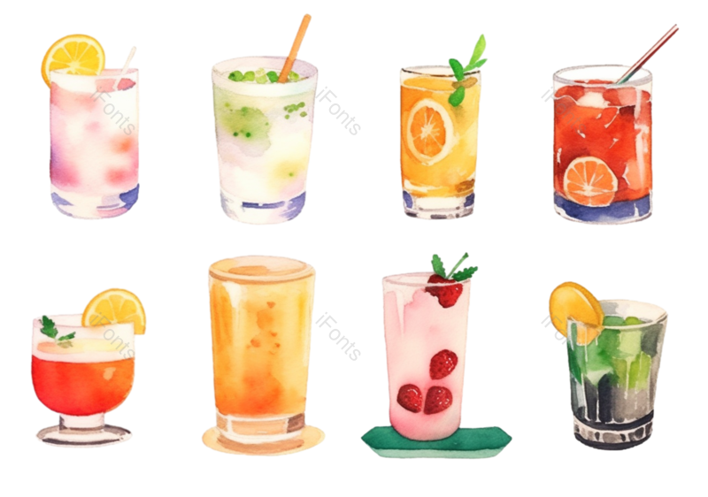 清新图片,夏天元素,水果PNG,水彩画免抠素材